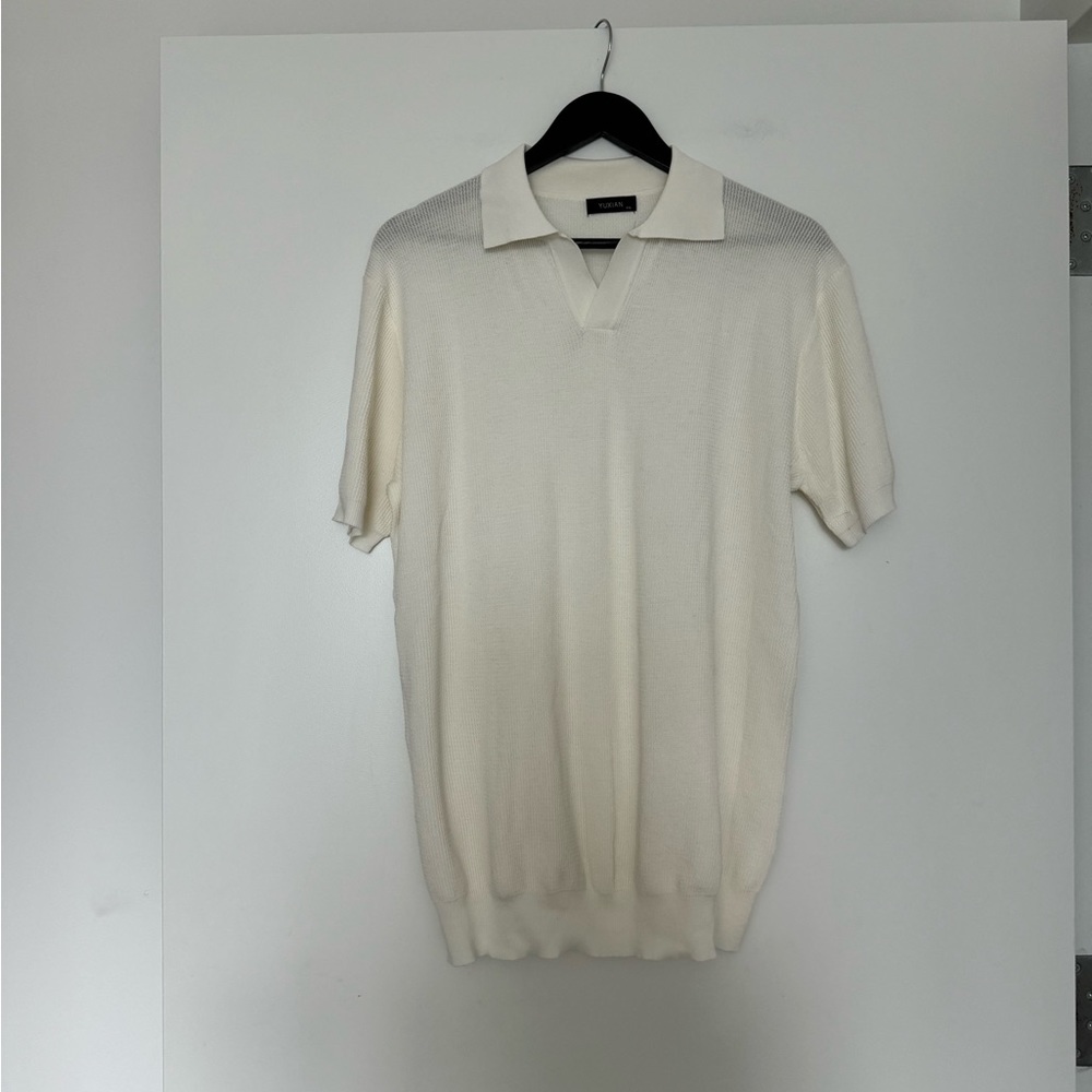Yuxian White Short Sleeve V Neck Top